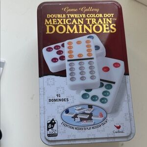 Cardinal Mexican Train Dominoes Game - White with Multi-Color Dots